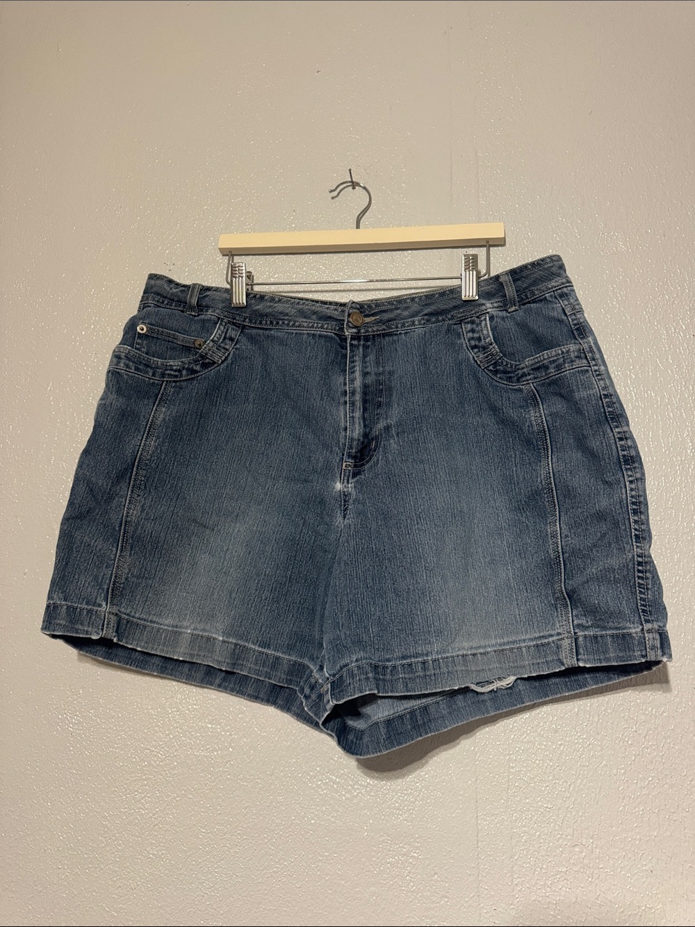 JMS Just My Size Stretch Denim Cuffed Jean Shorts Plus Size 18W
